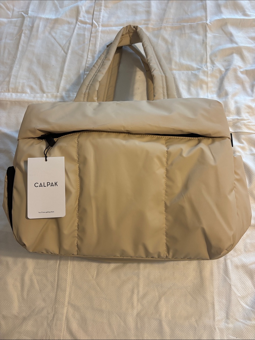 Calpak Puffer Travel Tote in Beige